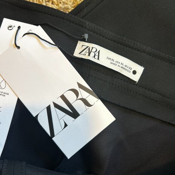 NWT ZARA Black Trousers Pants in Women's Size XL New with Tags High Rise - Picture 5 of 6